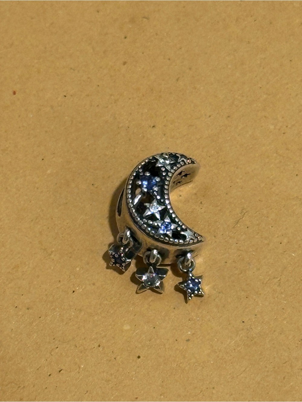 Pandora Silver Moon Charm with Dangle Stars